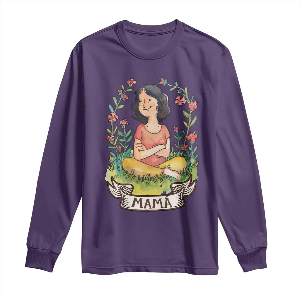 Mother's Day Mama Picture Long Sleeve Shirt TS09 Purple Print Your Wear