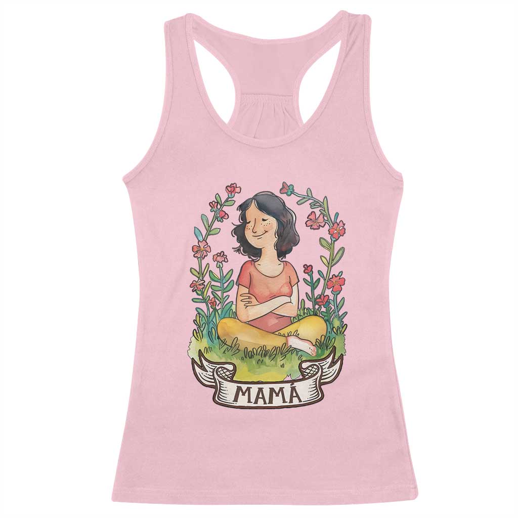 Mother's Day Mama Picture Racerback Tank Top TS09 Light Pink Print Your Wear