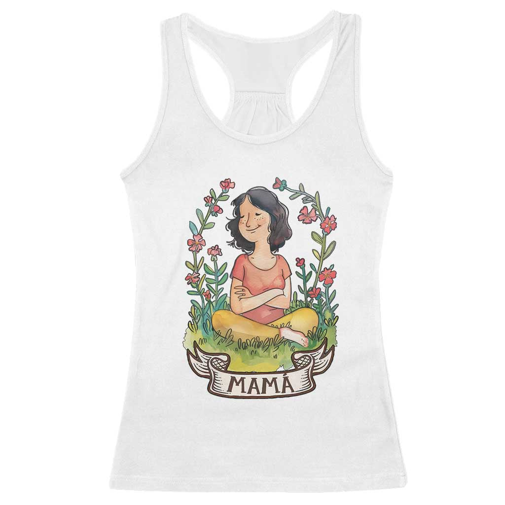 Mother's Day Mama Picture Racerback Tank Top TS09 White Print Your Wear