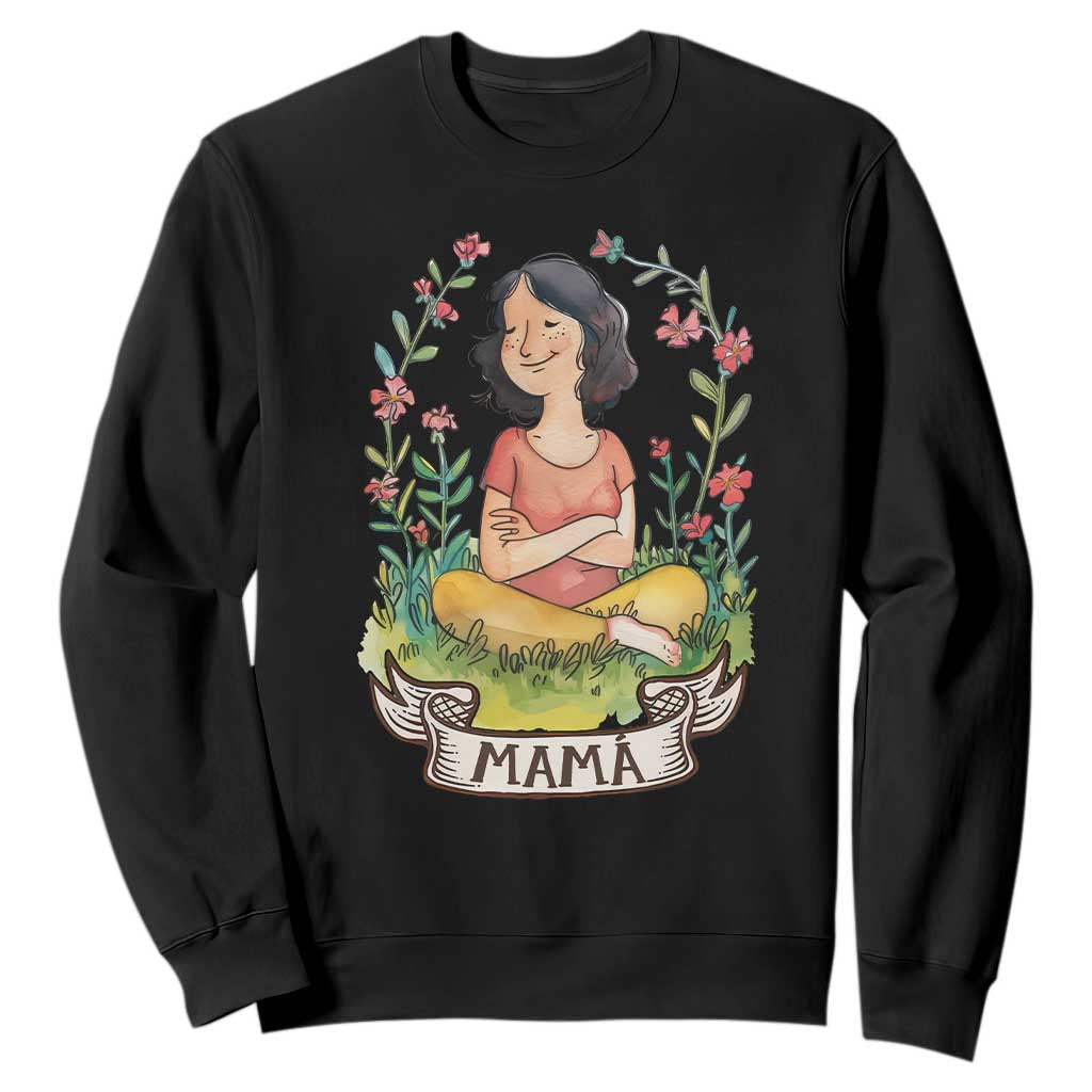 Mother's Day Mama Picture Sweatshirt TS09 Black Print Your Wear
