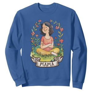 Mother's Day Mama Picture Sweatshirt TS09 Royal Blue Print Your Wear