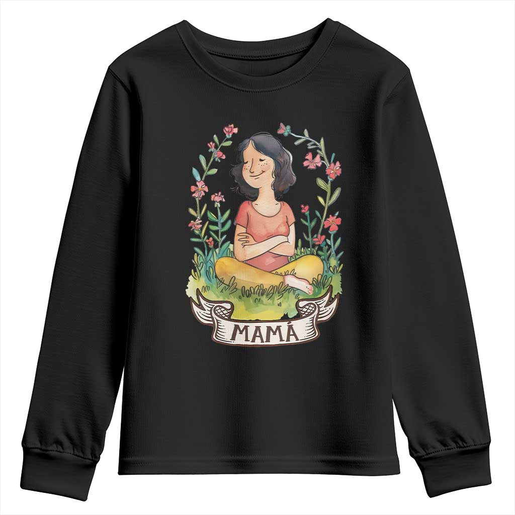 Mother's Day Mama Picture Youth Sweatshirt TS09 Black Print Your Wear