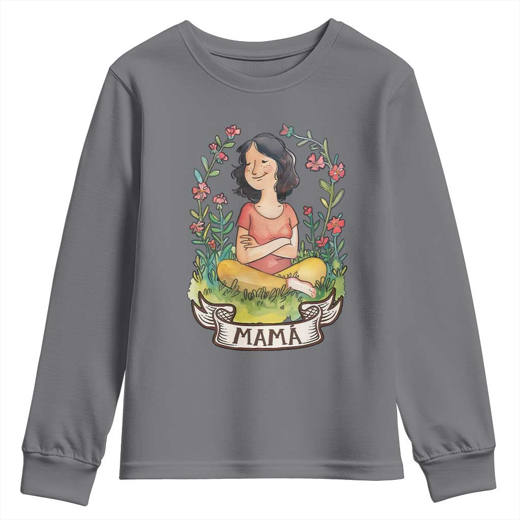 Mother's Day Mama Picture Youth Sweatshirt TS09 Charcoal Print Your Wear