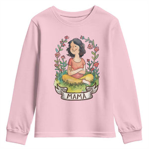 Mother's Day Mama Picture Youth Sweatshirt TS09 Light Pink Print Your Wear
