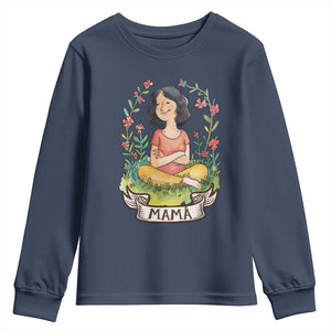 Mother's Day Mama Picture Youth Sweatshirt TS09 Navy Print Your Wear
