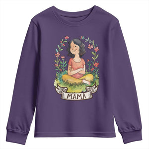Mother's Day Mama Picture Youth Sweatshirt TS09 Purple Print Your Wear