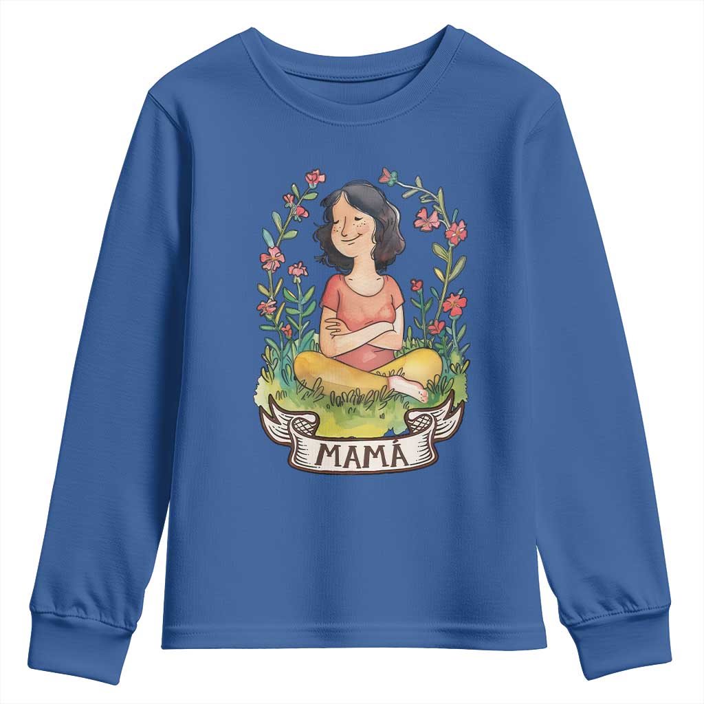 Mother's Day Mama Picture Youth Sweatshirt TS09 Royal Blue Print Your Wear
