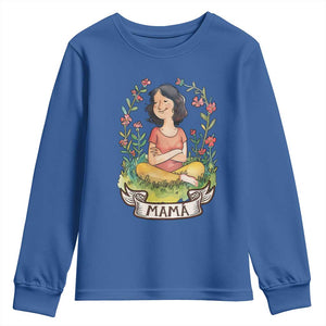 Mother's Day Mama Picture Youth Sweatshirt TS09 Royal Blue Print Your Wear