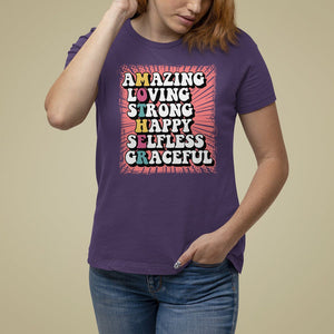 Mother's Day T Shirt For Women Amazing Loving Strong Happy Selfless Graceful Mom TS09 Purple Printyourwear
