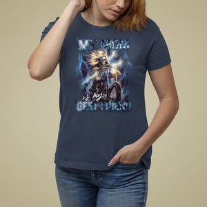 Mother's Day T Shirt For Women My Mom Is My Best Friend Cool Mommy Motorcycle TS09 Navy Printyourwear