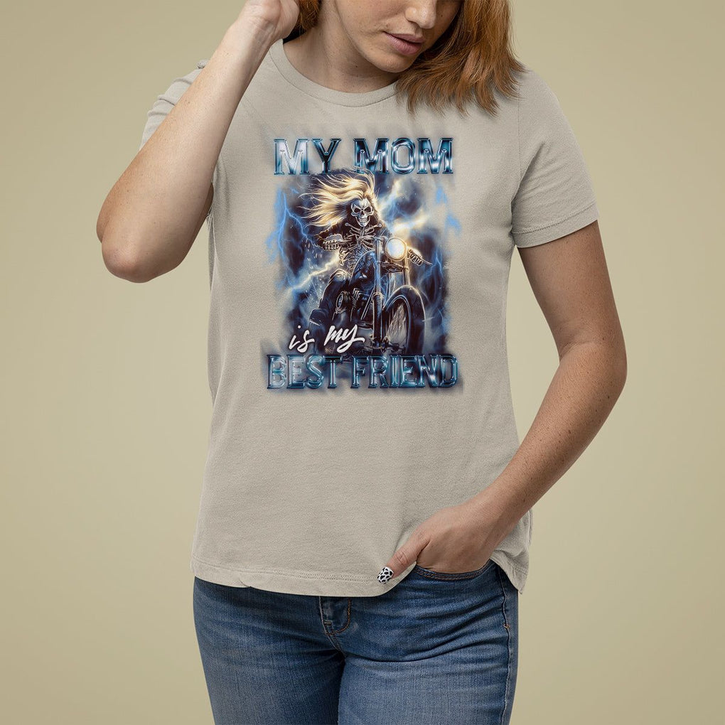 Mother's Day T Shirt For Women My Mom Is My Best Friend Cool Mommy Motorcycle TS09 Sand Printyourwear