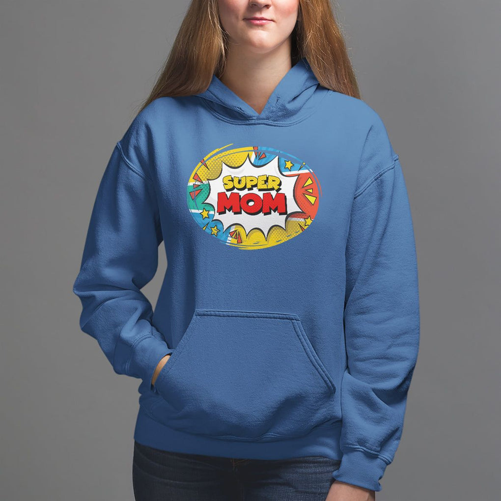 Mother's Day Super Mom Comic Hoodie TS09 Royal Blue Printyourwear