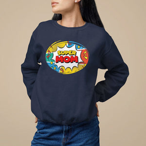 Mother's Day Super Mom Comic Sweatshirt TS09 Navy Printyourwear