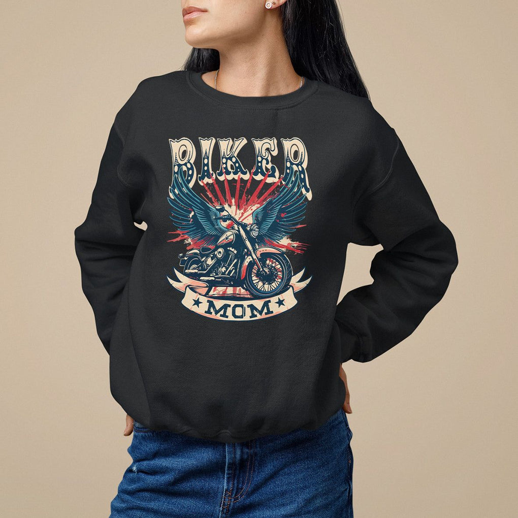 Mother's Day Sweatshirt Biker Mom Cool Mommy Motorcycle TS09 Black Printyourwear
