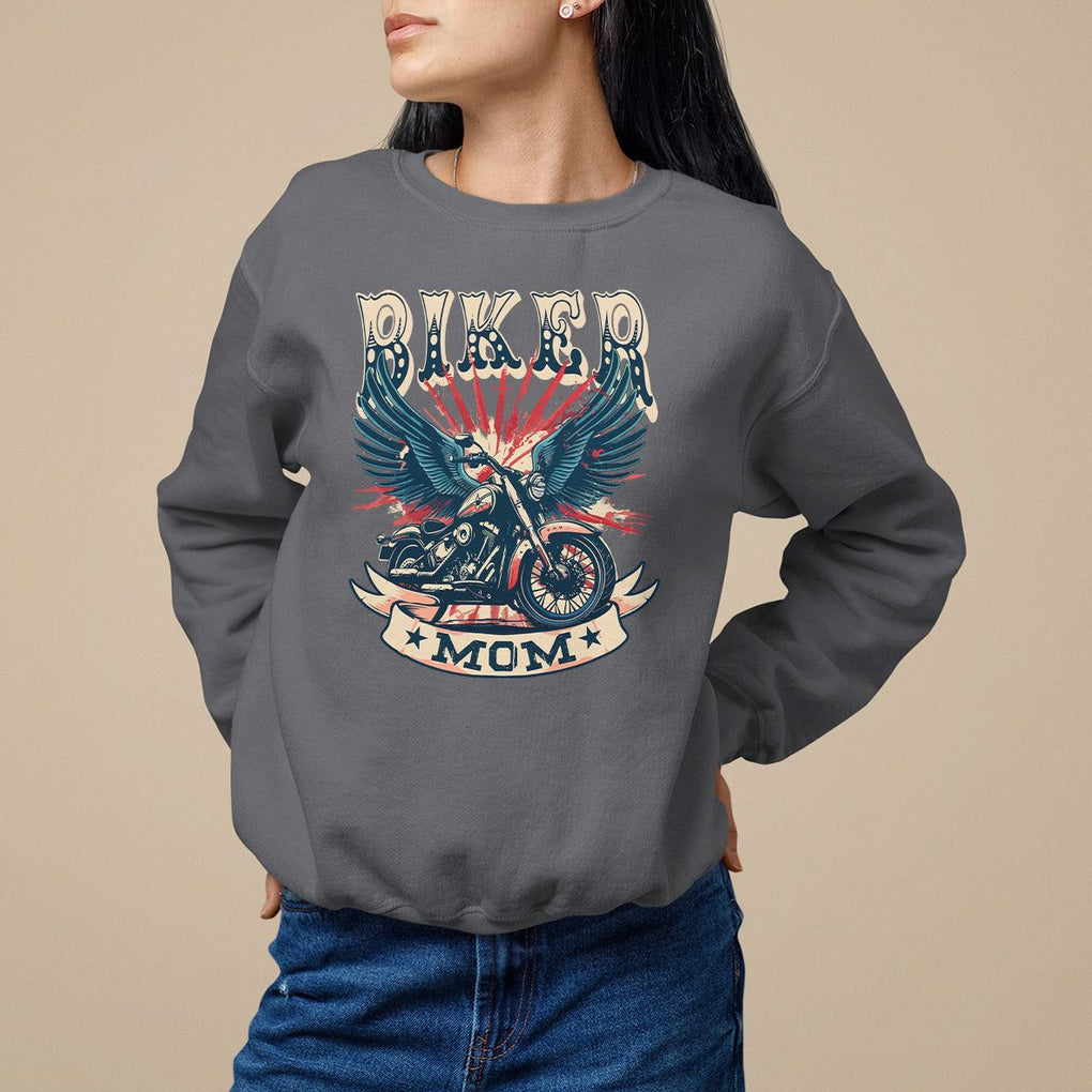 Mother's Day Sweatshirt Biker Mom Cool Mommy Motorcycle TS09 Charcoal Printyourwear