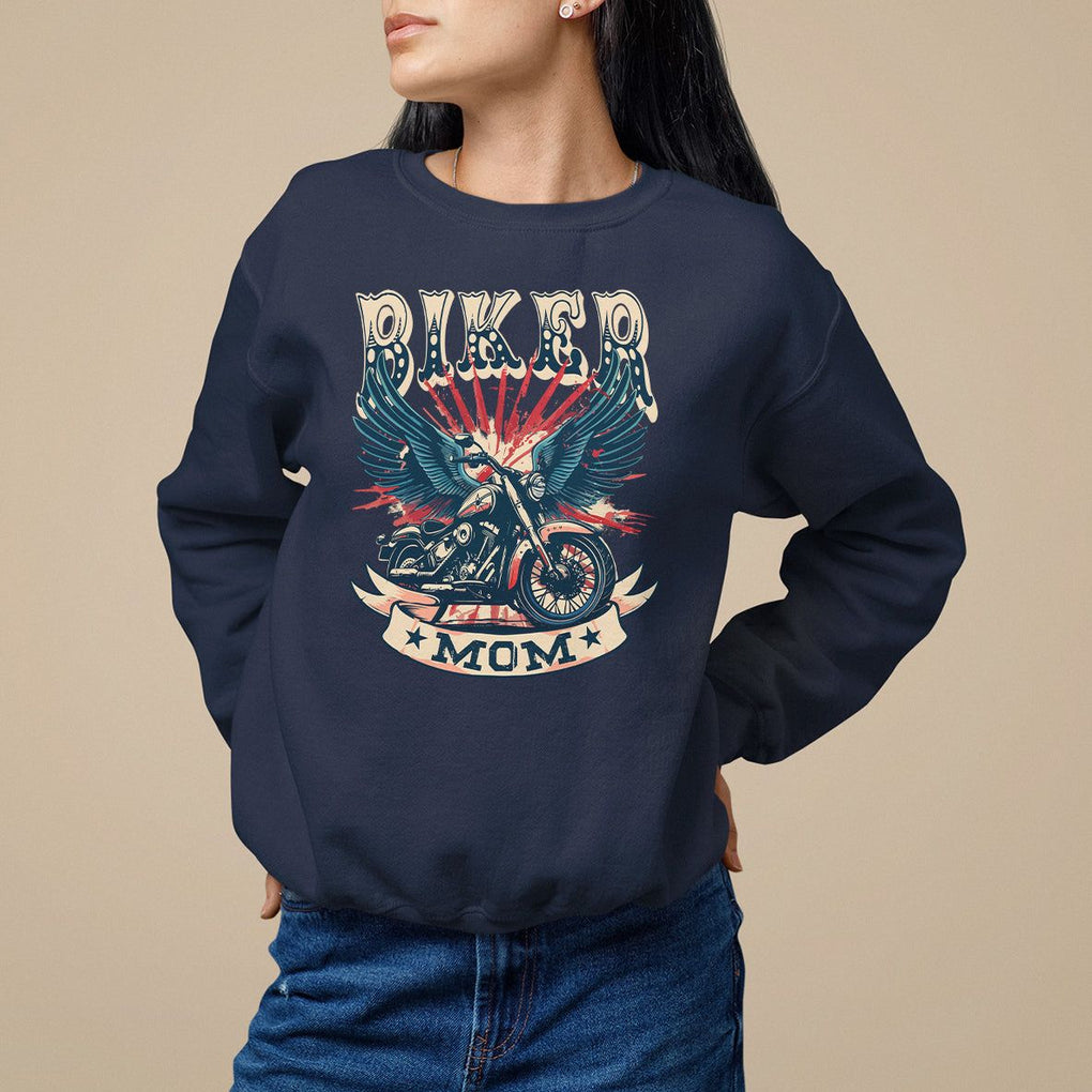 Mother's Day Sweatshirt Biker Mom Cool Mommy Motorcycle TS09 Navy Printyourwear