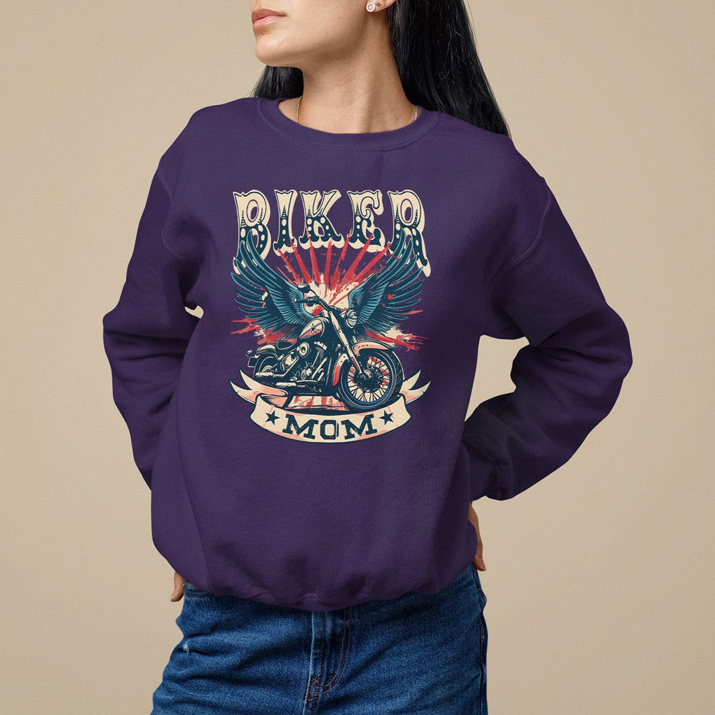 Mother's Day Sweatshirt Biker Mom Cool Mommy Motorcycle TS09 Purple Printyourwear