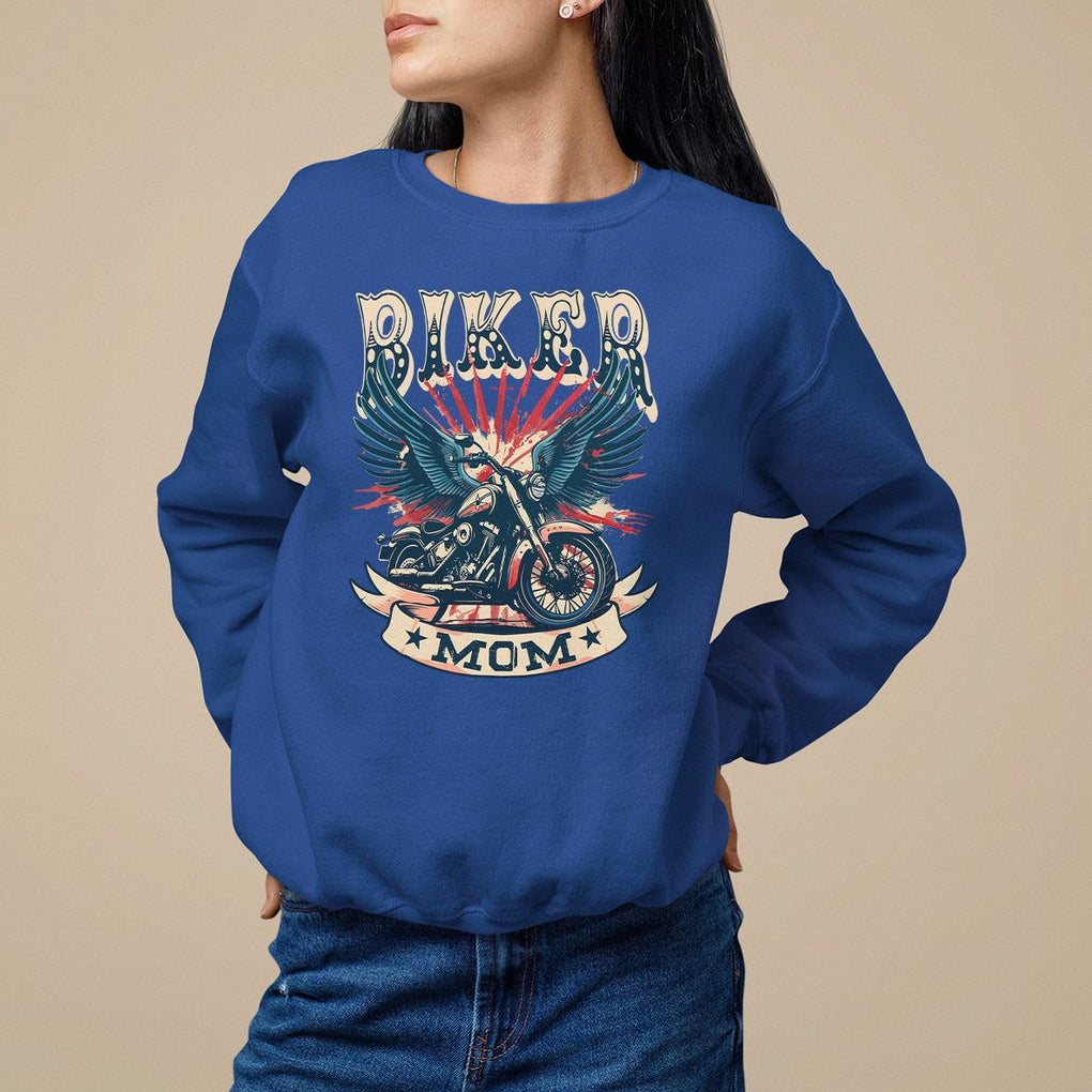 Mother's Day Sweatshirt Biker Mom Cool Mommy Motorcycle TS09 Royal Blue Printyourwear