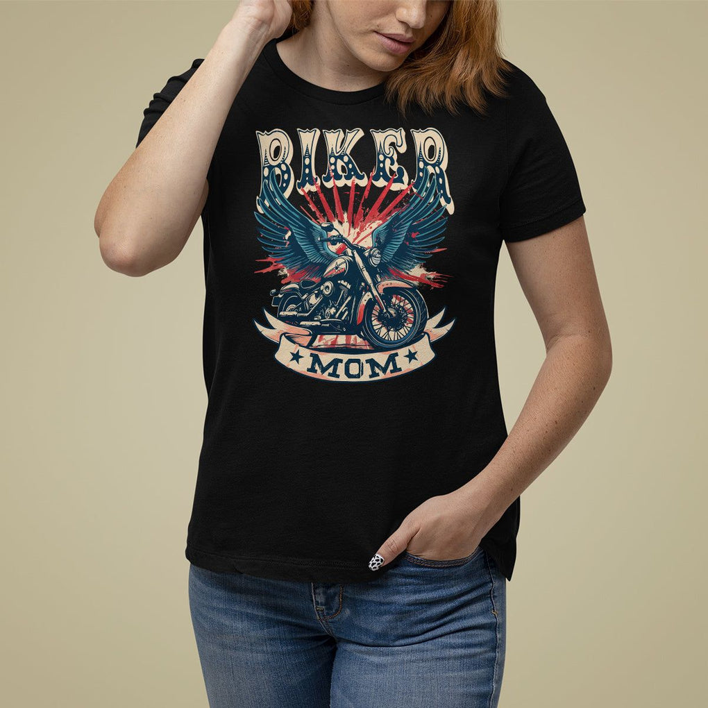 Mother's Day T Shirt For Women Biker Mom Cool Mommy Motorcycle TS09 Black Printyourwear
