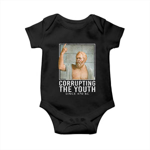 Funny Greek Philosophy Socrates Baby Onesie Corrupting The Youth Philosopher TS09 Black Print Your Wear