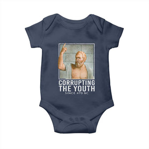 Funny Greek Philosophy Socrates Baby Onesie Corrupting The Youth Philosopher TS09 Navy Print Your Wear