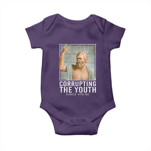 Funny Greek Philosophy Socrates Baby Onesie Corrupting The Youth Philosopher TS09 Purple Print Your Wear
