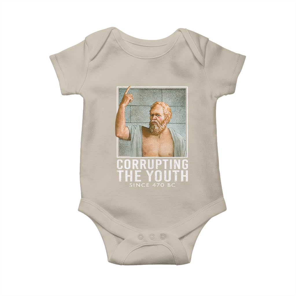 Funny Greek Philosophy Socrates Baby Onesie Corrupting The Youth Philosopher TS09 Sand Print Your Wear