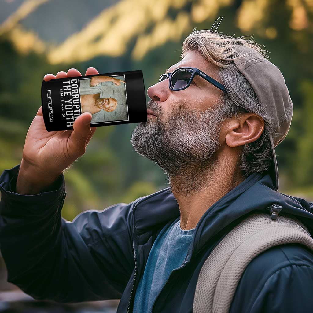 Funny Greek Philosophy Socrates 4 in 1 Can Cooler Tumbler Corrupting The Youth Philosopher TS09 Print Your Wear