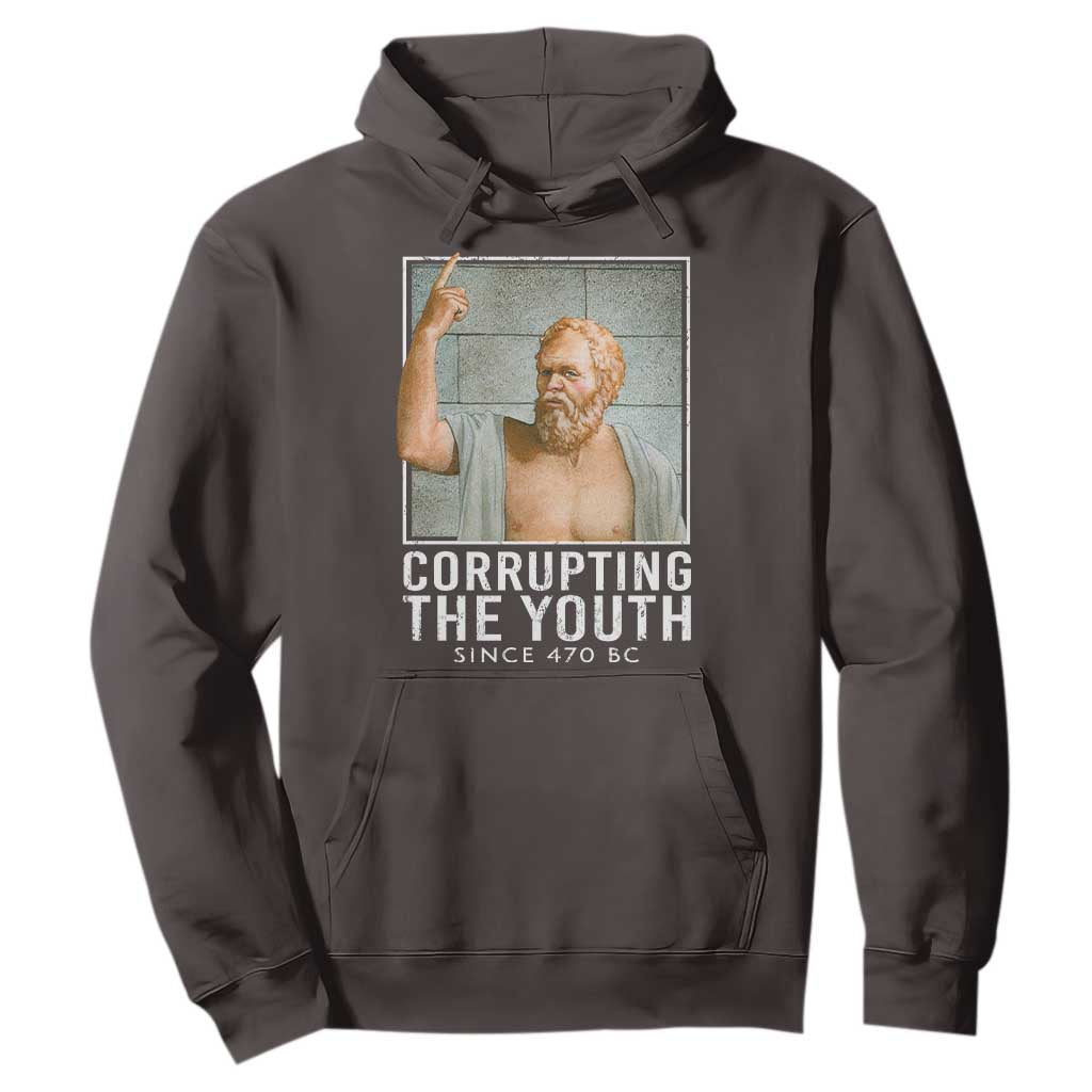 Funny Greek Philosophy Socrates Hoodie Corrupting The Youth Philosopher TS09 Dark Chocolate Print Your Wear