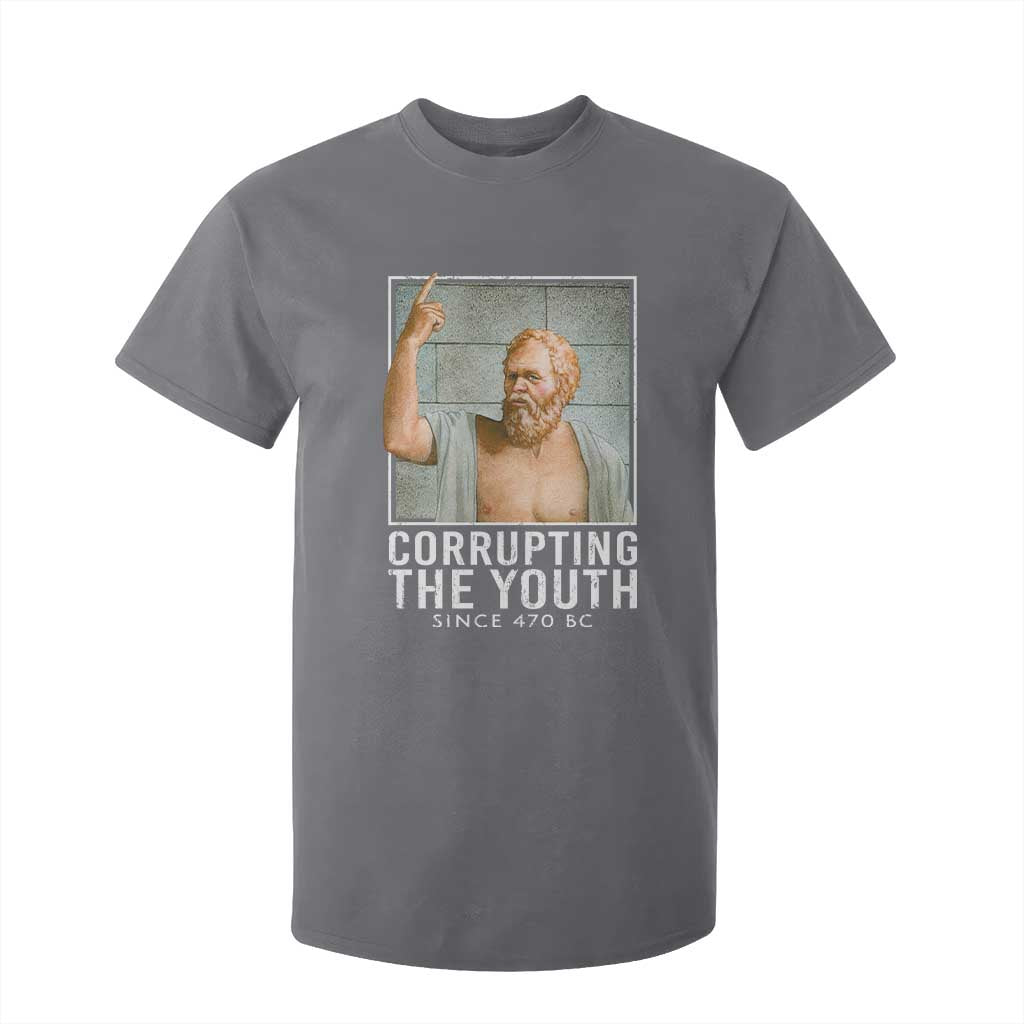 Funny Greek Philosophy Socrates T Shirt For Kid Corrupting The Youth Philosopher TS09 Charcoal Print Your Wear