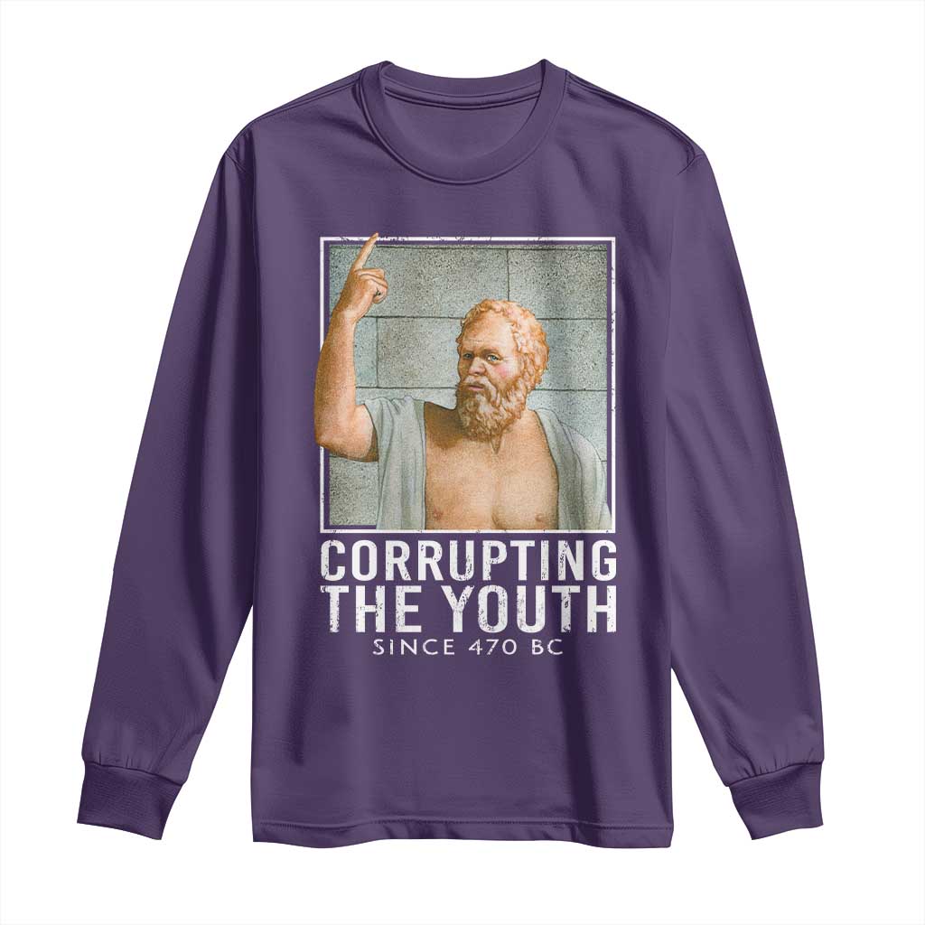 Funny Greek Philosophy Socrates Long Sleeve Shirt Corrupting The Youth Philosopher TS09 Purple Print Your Wear