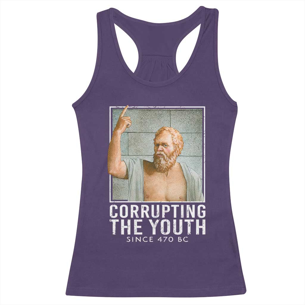 Funny Greek Philosophy Socrates Racerback Tank Top Corrupting The Youth Philosopher TS09 Purple Print Your Wear