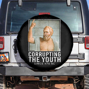 Funny Greek Philosophy Socrates Spare Tire Cover Corrupting The Youth Philosopher TS09 No hole Black Print Your Wear