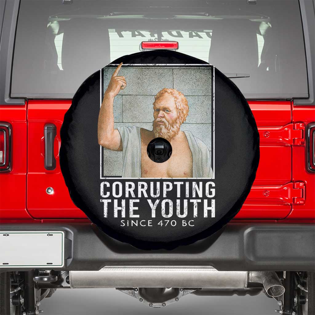 Funny Greek Philosophy Socrates Spare Tire Cover Corrupting The Youth Philosopher TS09 Black Print Your Wear