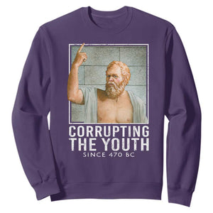 Funny Greek Philosophy Socrates Sweatshirt Corrupting The Youth Philosopher TS09 Purple Print Your Wear