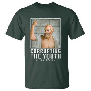 Funny Greek Philosophy Socrates T Shirt Corrupting The Youth Philosopher TS09 Dark Forest Green Print Your Wear