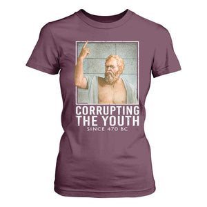 Funny Greek Philosophy Socrates T Shirt For Women Corrupting The Youth Philosopher TS09 Maroon Print Your Wear