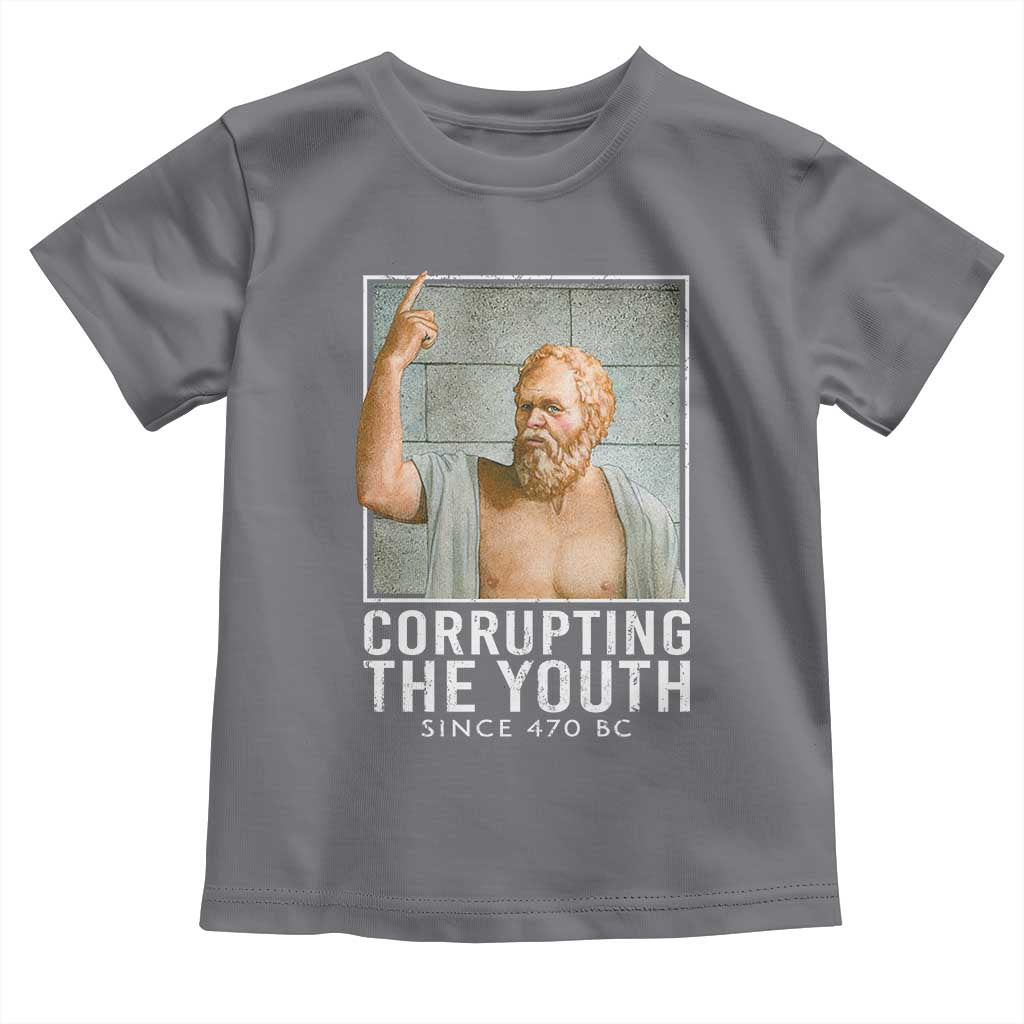 Funny Greek Philosophy Socrates Toddler T Shirt Corrupting The Youth Philosopher TS09 Charcoal Print Your Wear
