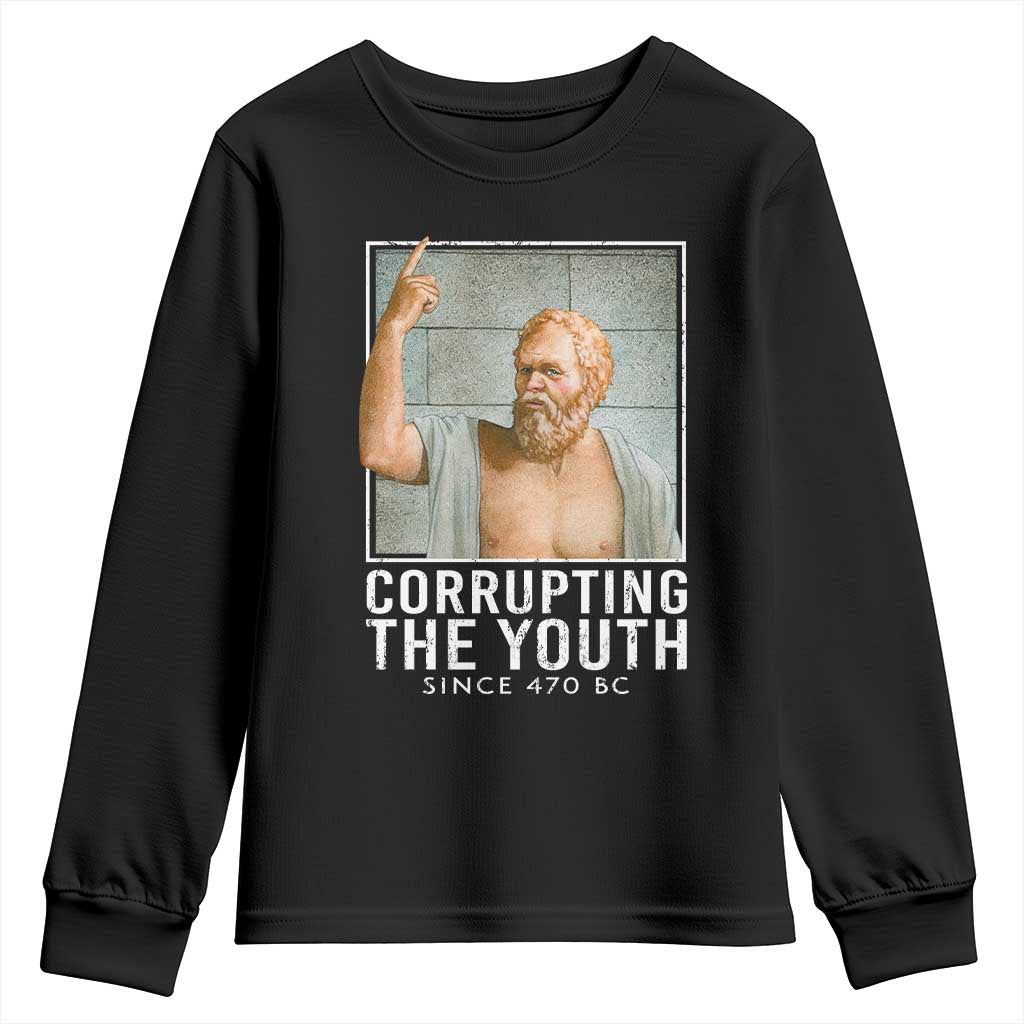 Funny Greek Philosophy Socrates Youth Sweatshirt Corrupting The Youth Philosopher TS09 Black Print Your Wear