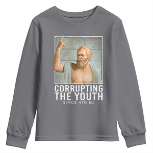 Funny Greek Philosophy Socrates Youth Sweatshirt Corrupting The Youth Philosopher TS09 Charcoal Print Your Wear