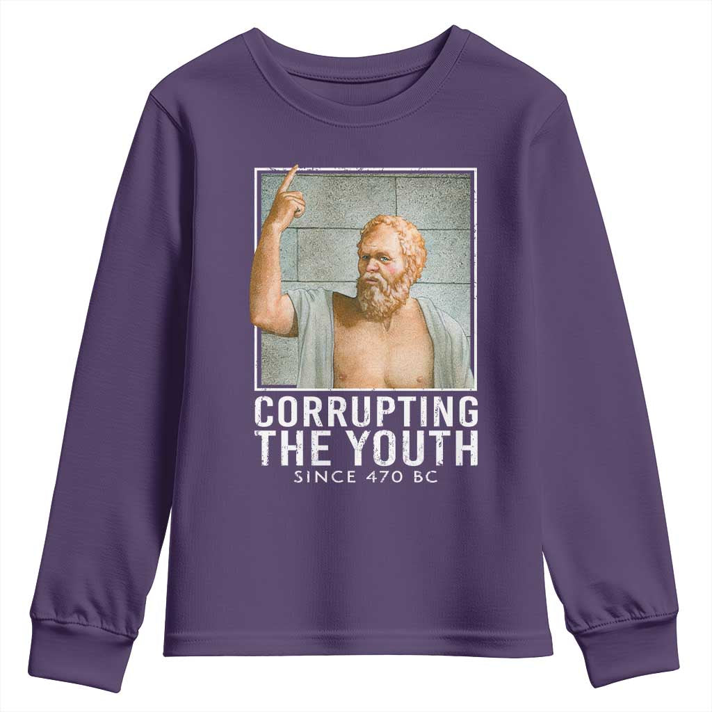 Funny Greek Philosophy Socrates Youth Sweatshirt Corrupting The Youth Philosopher TS09 Purple Print Your Wear