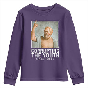 Funny Greek Philosophy Socrates Youth Sweatshirt Corrupting The Youth Philosopher TS09 Purple Print Your Wear