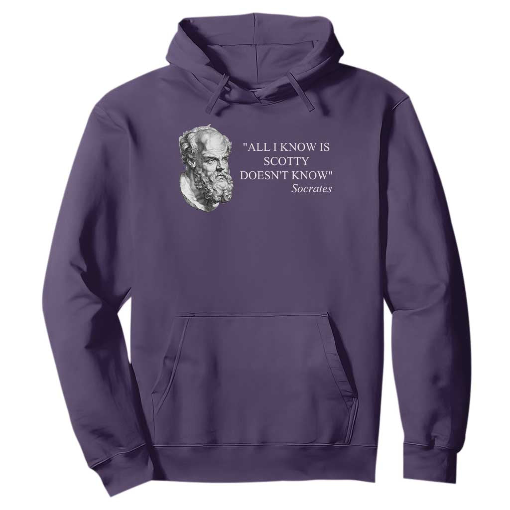 Funny Greek Philosophy Socrates Hoodie All I Know Is Scotty Doesnt Know TS09 Purple Print Your Wear
