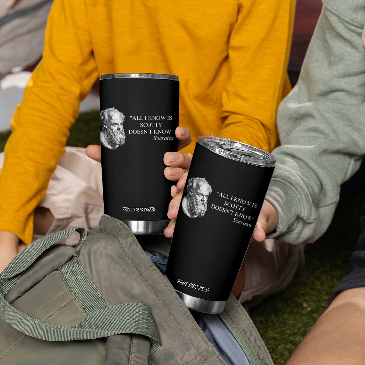 Funny Greek Philosophy Socrates Tumbler Cup All I Know Is Scotty Doesnt Know TS09 Print Your Wear