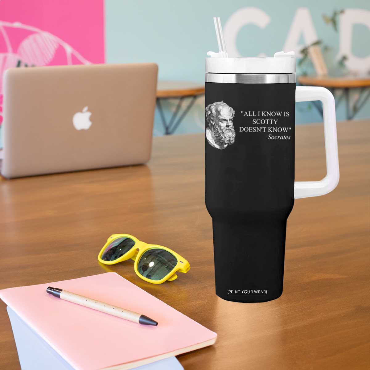 Funny Greek Philosophy Socrates Tumbler With Handle All I Know Is Scotty Doesnt Know TS09 Print Your Wear