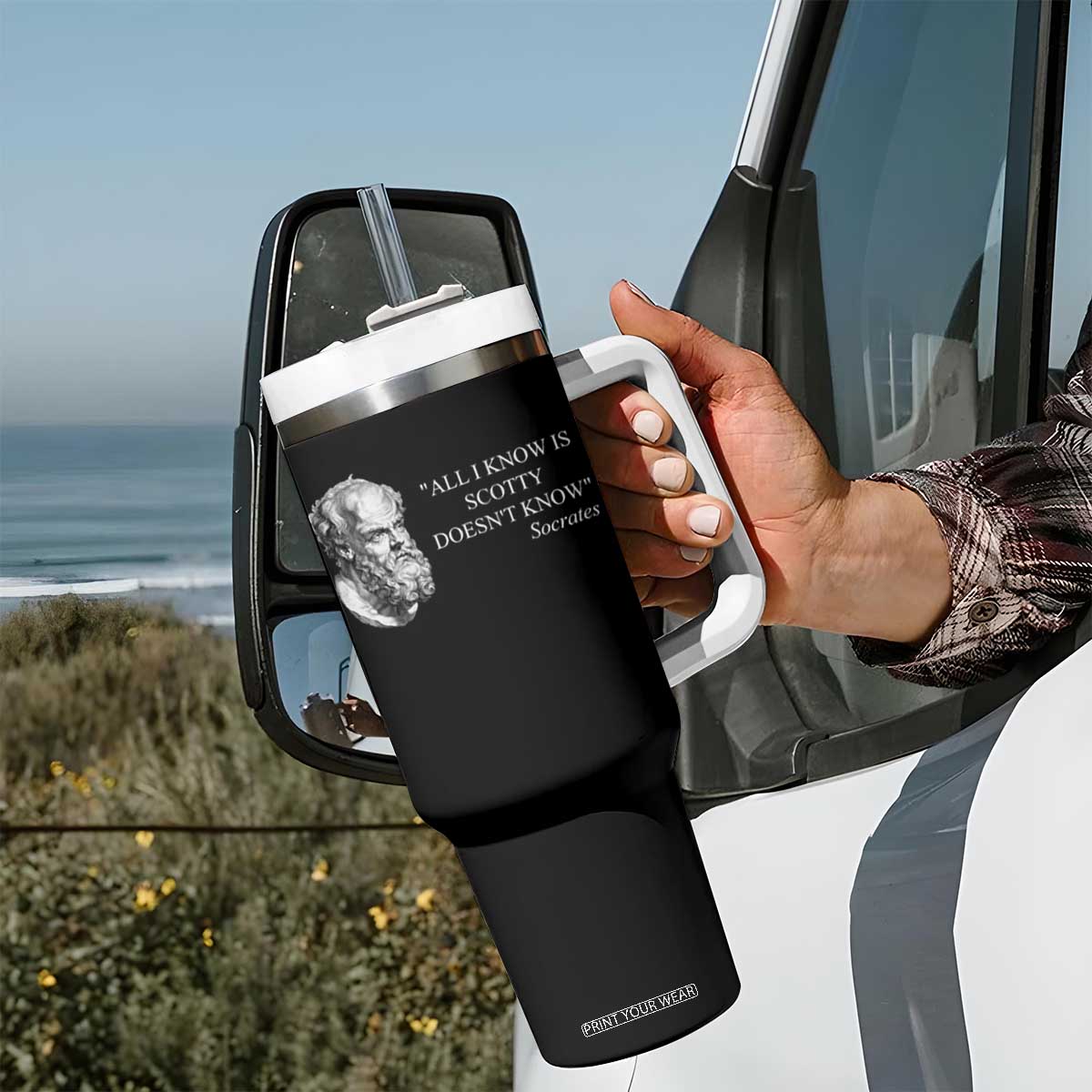 Funny Greek Philosophy Socrates Tumbler With Handle All I Know Is Scotty Doesnt Know TS09 Print Your Wear