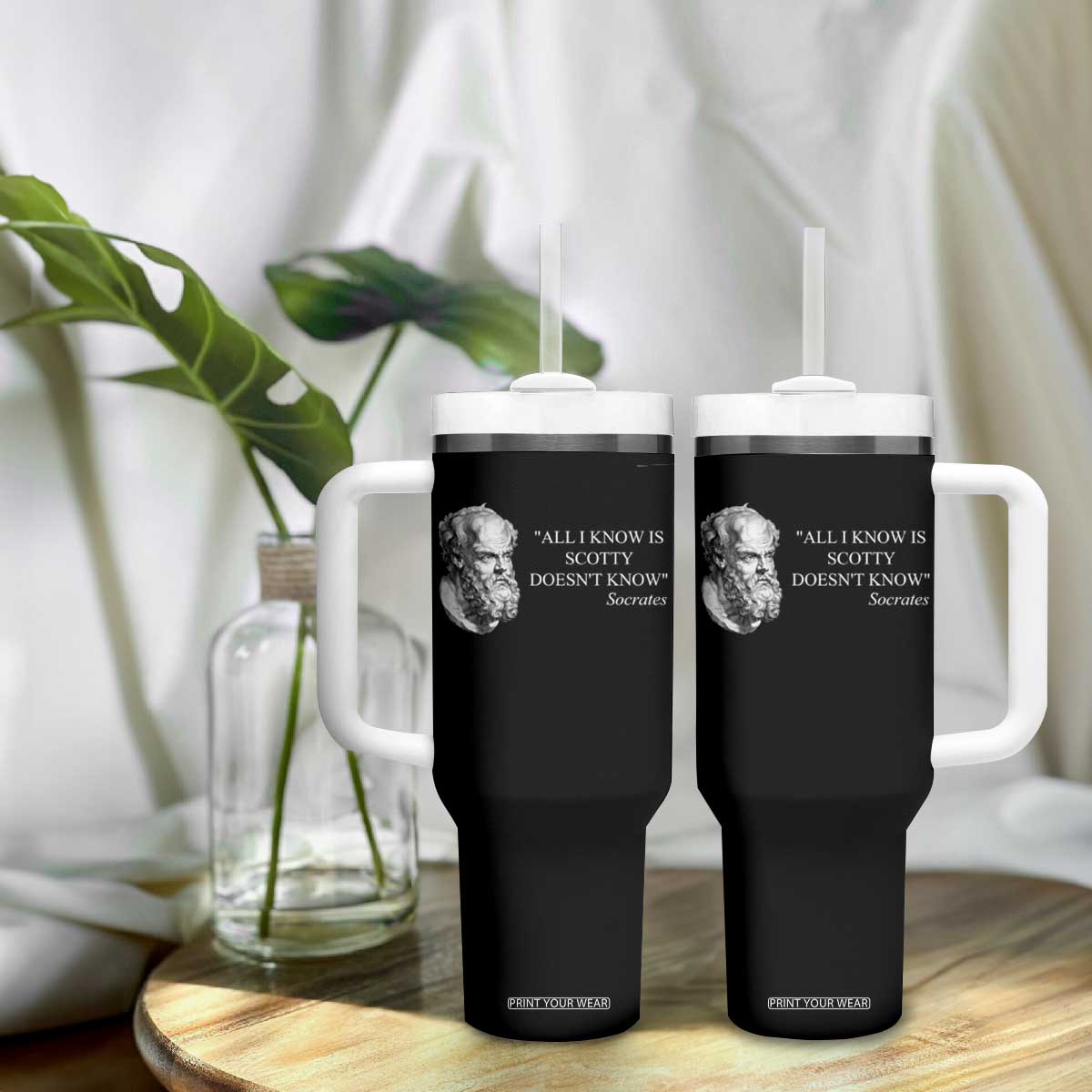 Funny Greek Philosophy Socrates Tumbler With Handle All I Know Is Scotty Doesnt Know TS09 Print Your Wear