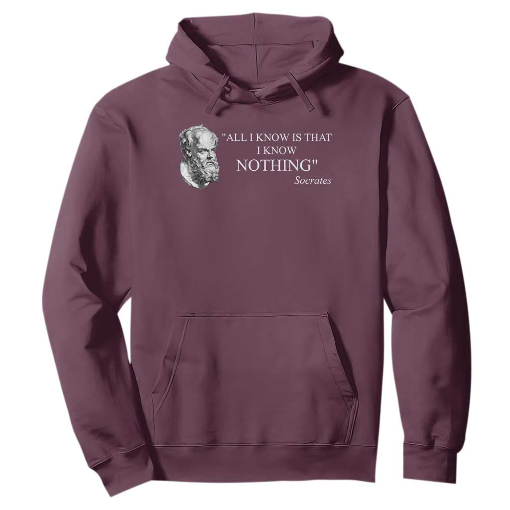 Greek Philosophy Socrates Hoodie All I Know Is That I Know Nothing TS09 Maroon Print Your Wear