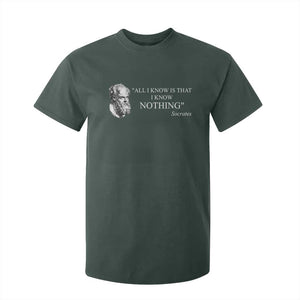 Greek Philosophy Socrates T Shirt For Kid All I Know Is That I Know Nothing TS09 Dark Forest Green Print Your Wear