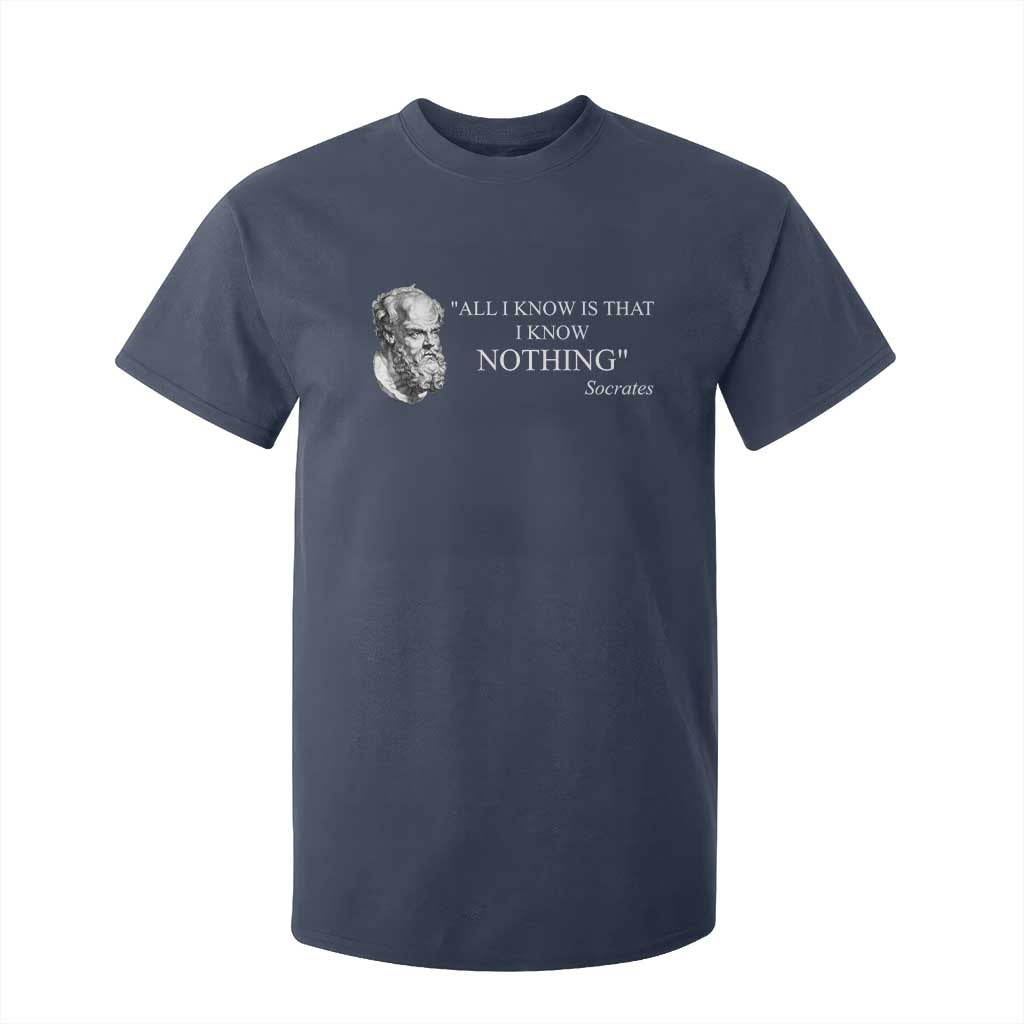 Greek Philosophy Socrates T Shirt For Kid All I Know Is That I Know Nothing TS09 Navy Print Your Wear